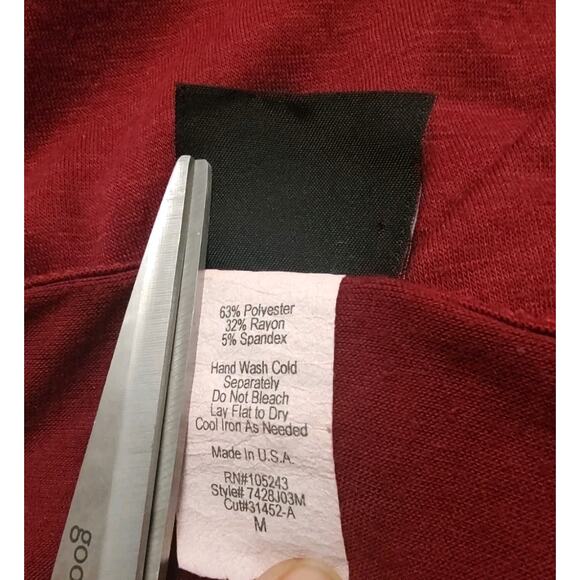 JKLA California Top Burgundy Embroidered Applique on Front Size Medium Made USA - Picture 7 of 7